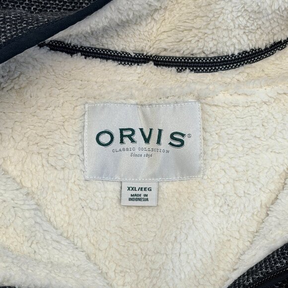 Orvis Quarter Zip Mock Neck Fleece Lined Sweater XXL Black Grey Long Sleeve - Picture 10 of 12